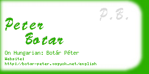 peter botar business card